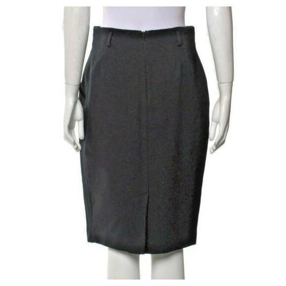 I.MAGNIN Black Wool Skirt | Slit Pockets | Belt Loops | Zip Closure | Size 10 - Picture 4 of 6
